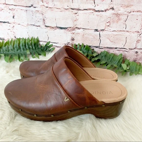 Vionic Kacie Brown Leather Clog Size 8 Wide - Picture 5 of 11